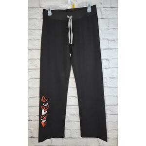 FIGS Livingston Scrub Pants XS Petite Black Embroidered Hearts NWT T21003P